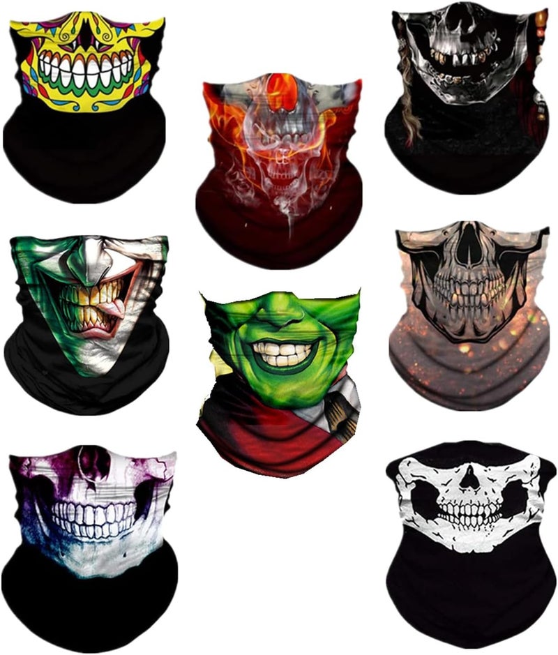 WYSUMMER 8PCS Scarves Bandanas Face Tube Black Headband, Motorcycle Multi Function Headwear Hat Scarf Neck Warmer Balaclava - Image 1